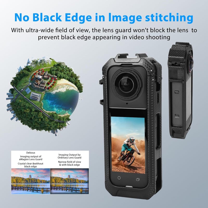 YETAMKR for Insta 360 X5 Camera Mount Case Cover/Tempered Glass Screen Protector/Front and Rear Lens Standard Transparent Protective Covers/Silicone Lens Protector Camera Cage Accessories (Optical Glass) - Image 5